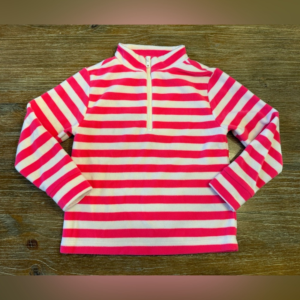 GIRLS DUDLEY STEPHENS LINK & WHITE STRIPED QUARTER ZIP FLEECE, XS